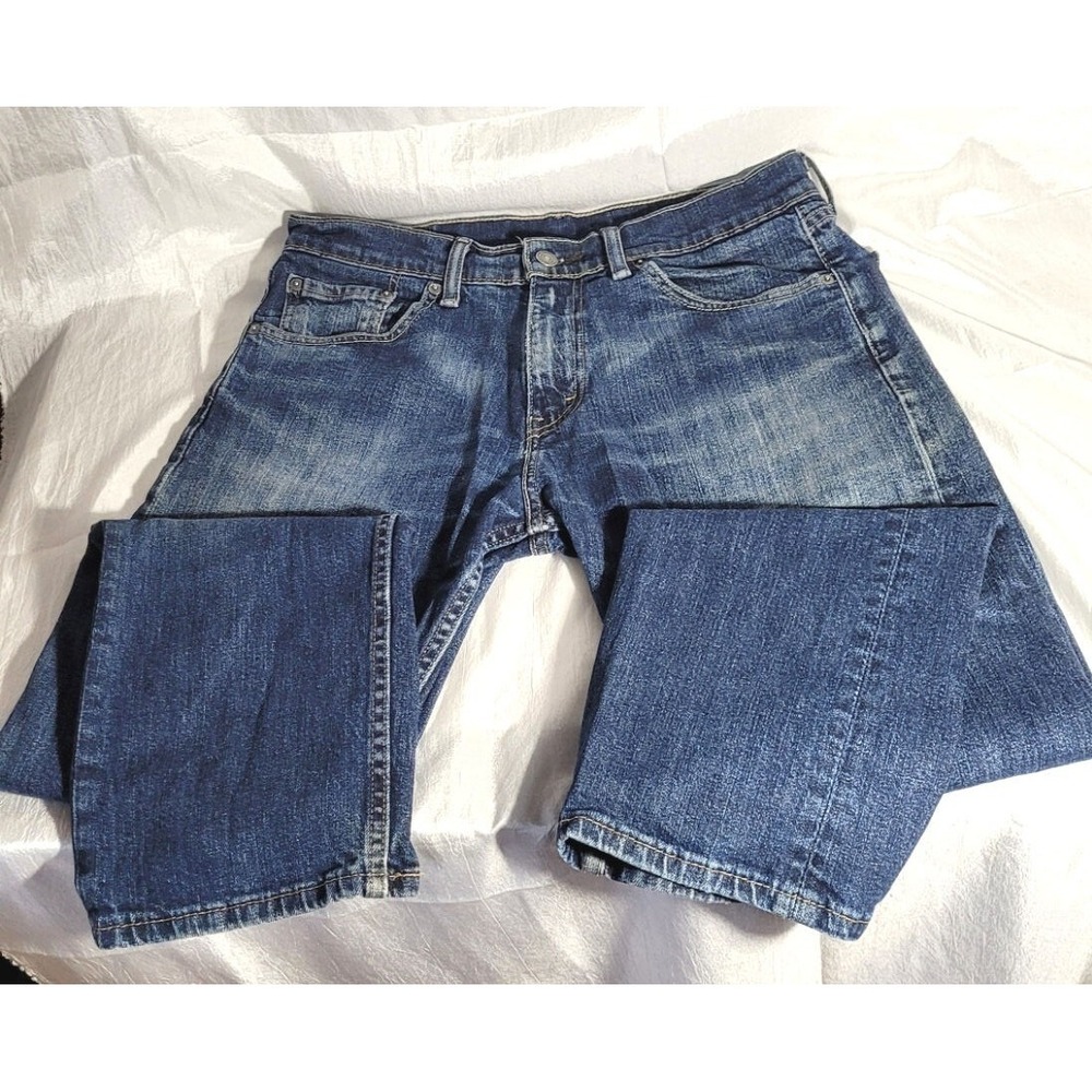Levi Strauss 505 Distressed Straight Leg Blue Jean - 32W x 30L